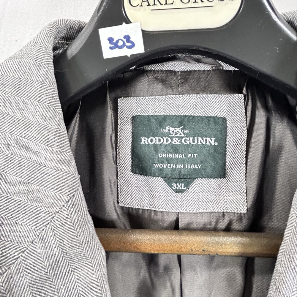 Rodd & Gunn Sport Coat Mens 3XL Gray Linen Herringbone Two Button Jacket - Picture 13 of 13